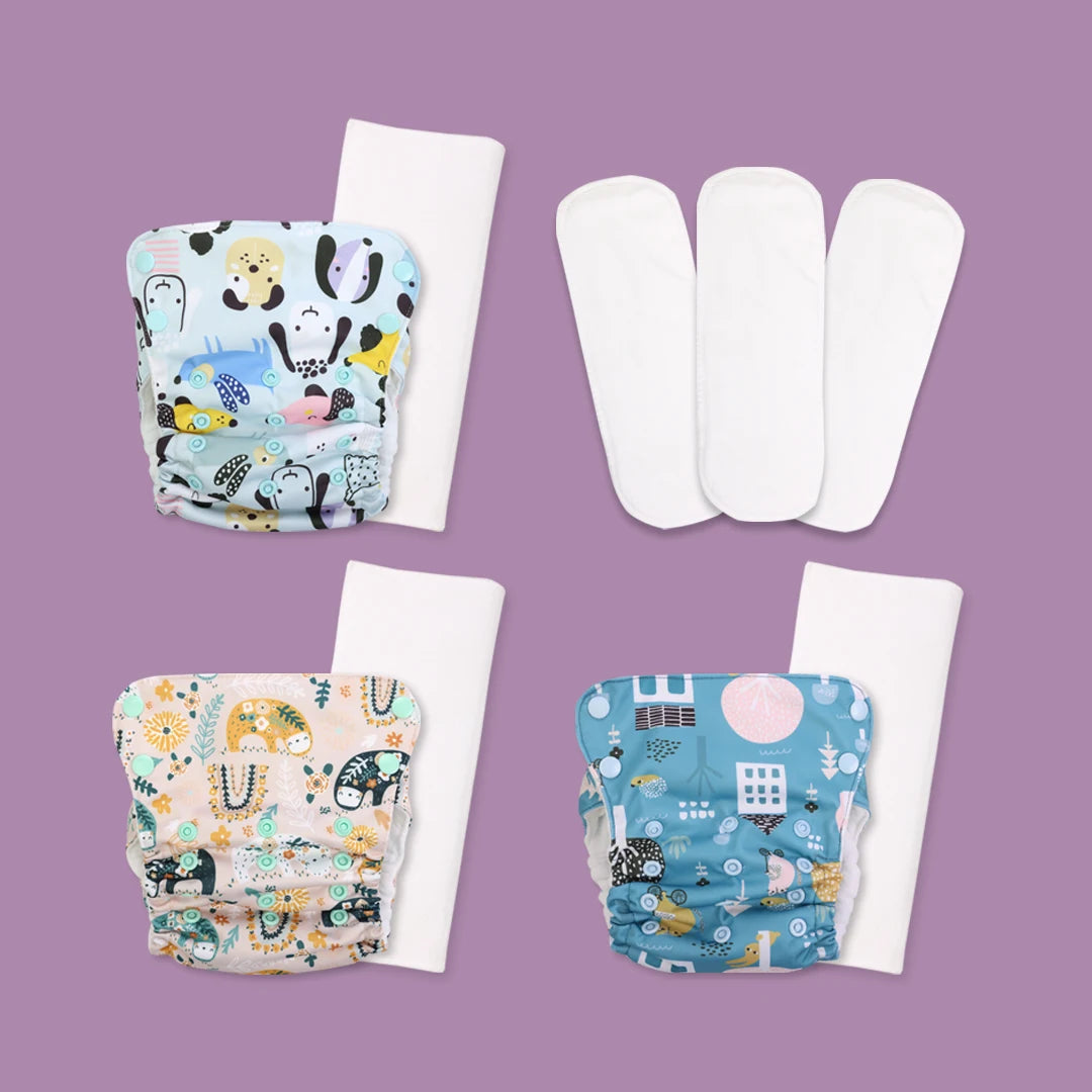 Aurora Max Adjustable Cloth Diaper Set - India's Best 12 Hour Reusable Diaper - Just Bumm