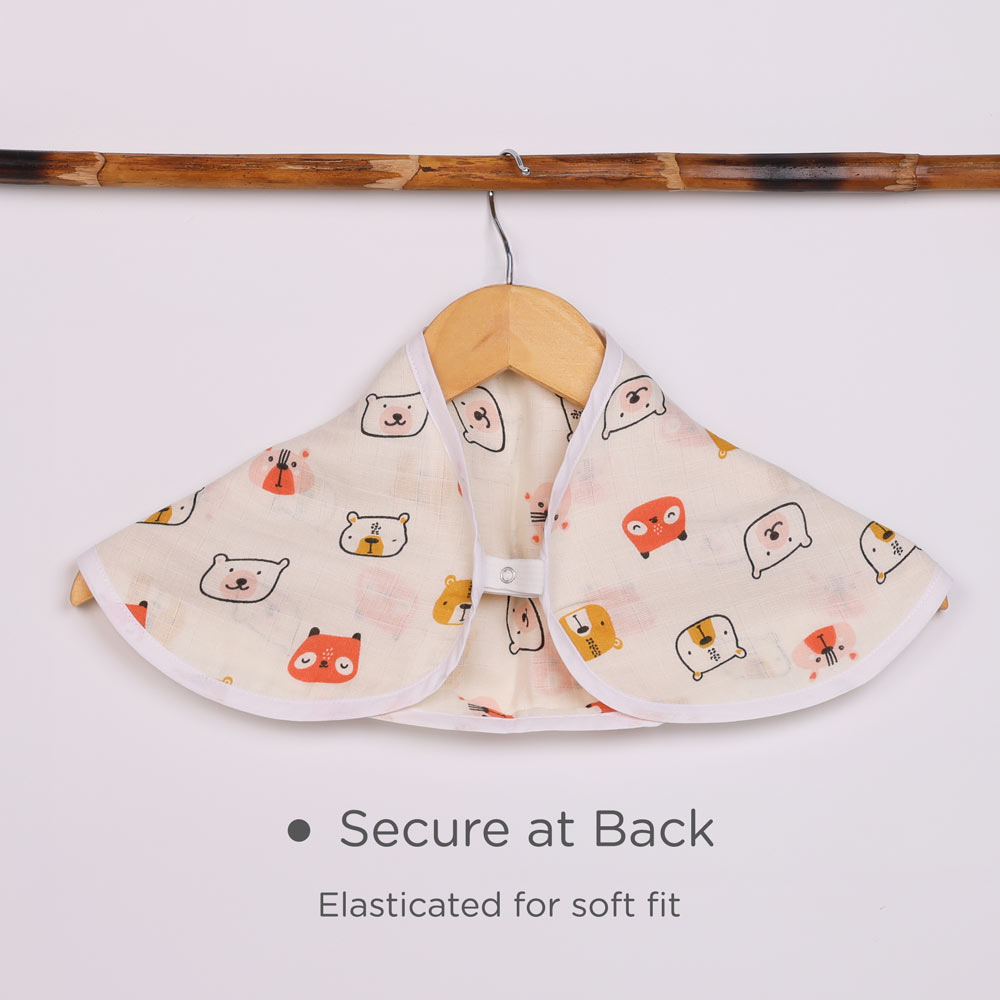 Convertible 100% Muslin Cotton Bib & Burp Cloth - Happy Honey