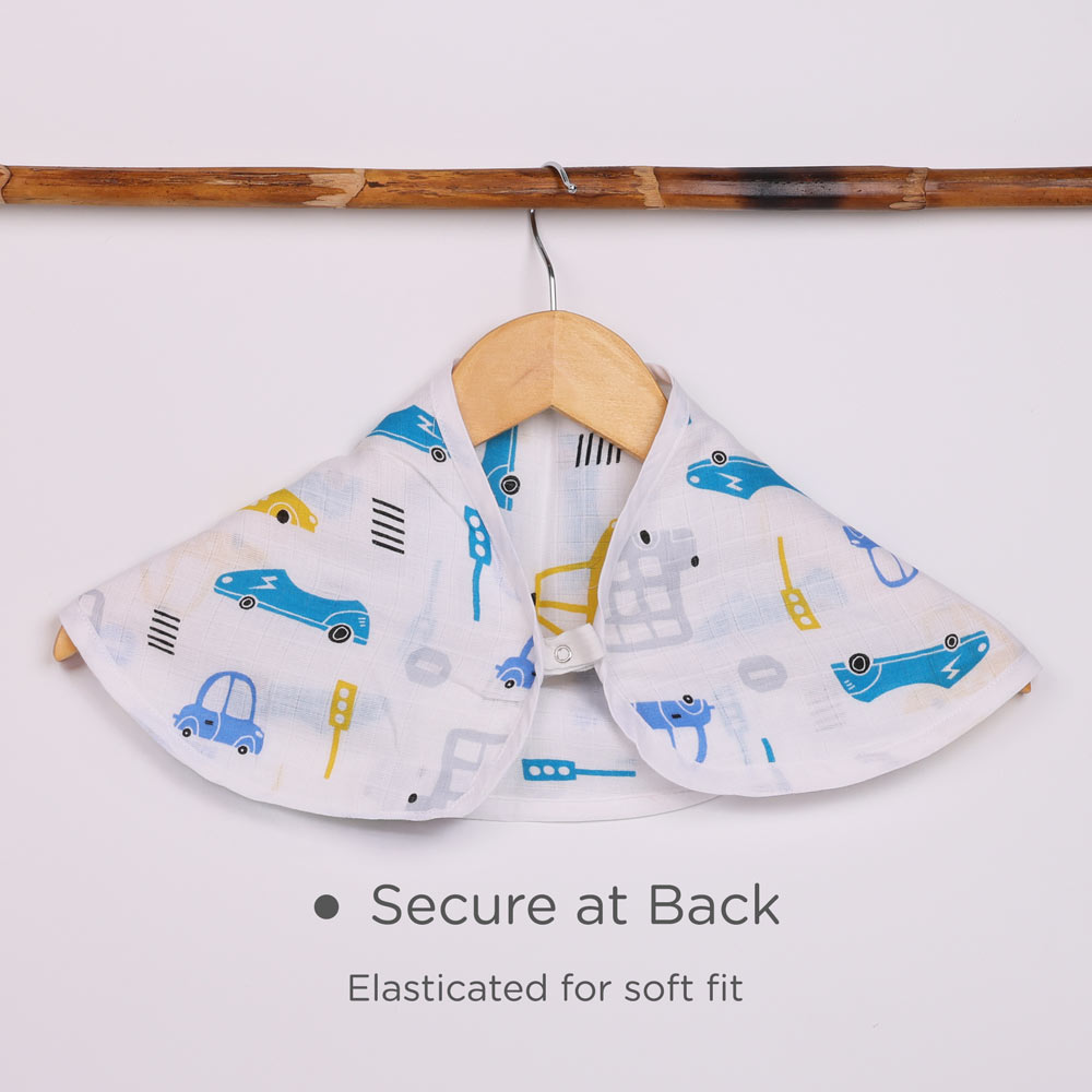 Convertible 100% Muslin Cotton Bib & Burp Cloth - Happy Trip