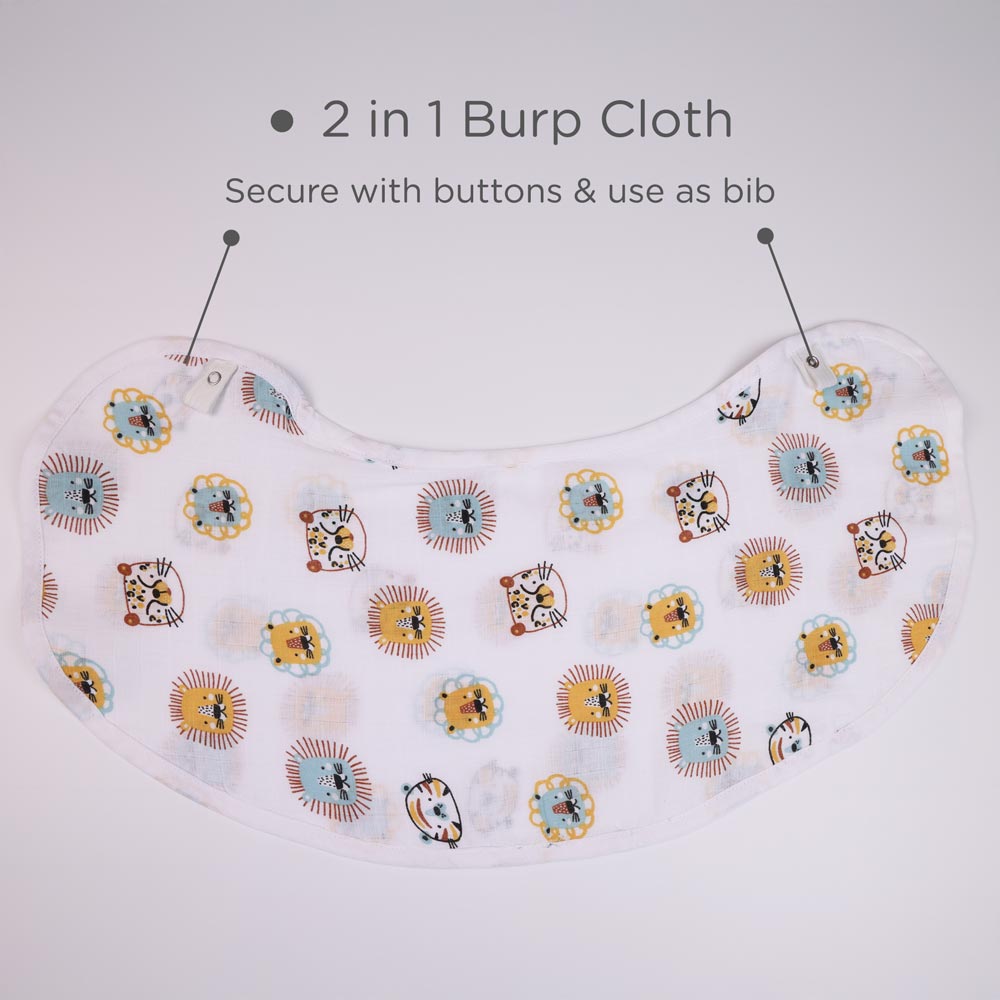 Multipurpose Muslin Cotton Bib for Babies - Jungle Kings