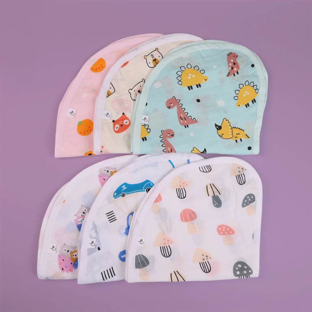 Fable Friends 6-Pack Muslin Burp Cloths - Soft Baby Bibs - Just Bumm