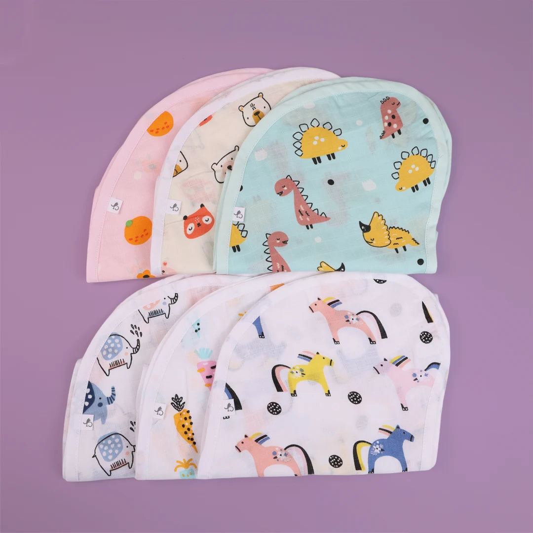 Whimsy Wraps Muslin Spit Up Cloths - 2-in-1 Convertible Bib Set - Just Bumm India