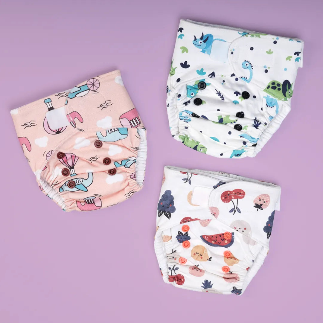 Fluffie Nappy Set with Adjustable Buttons for Growing Babies - Just Bumm