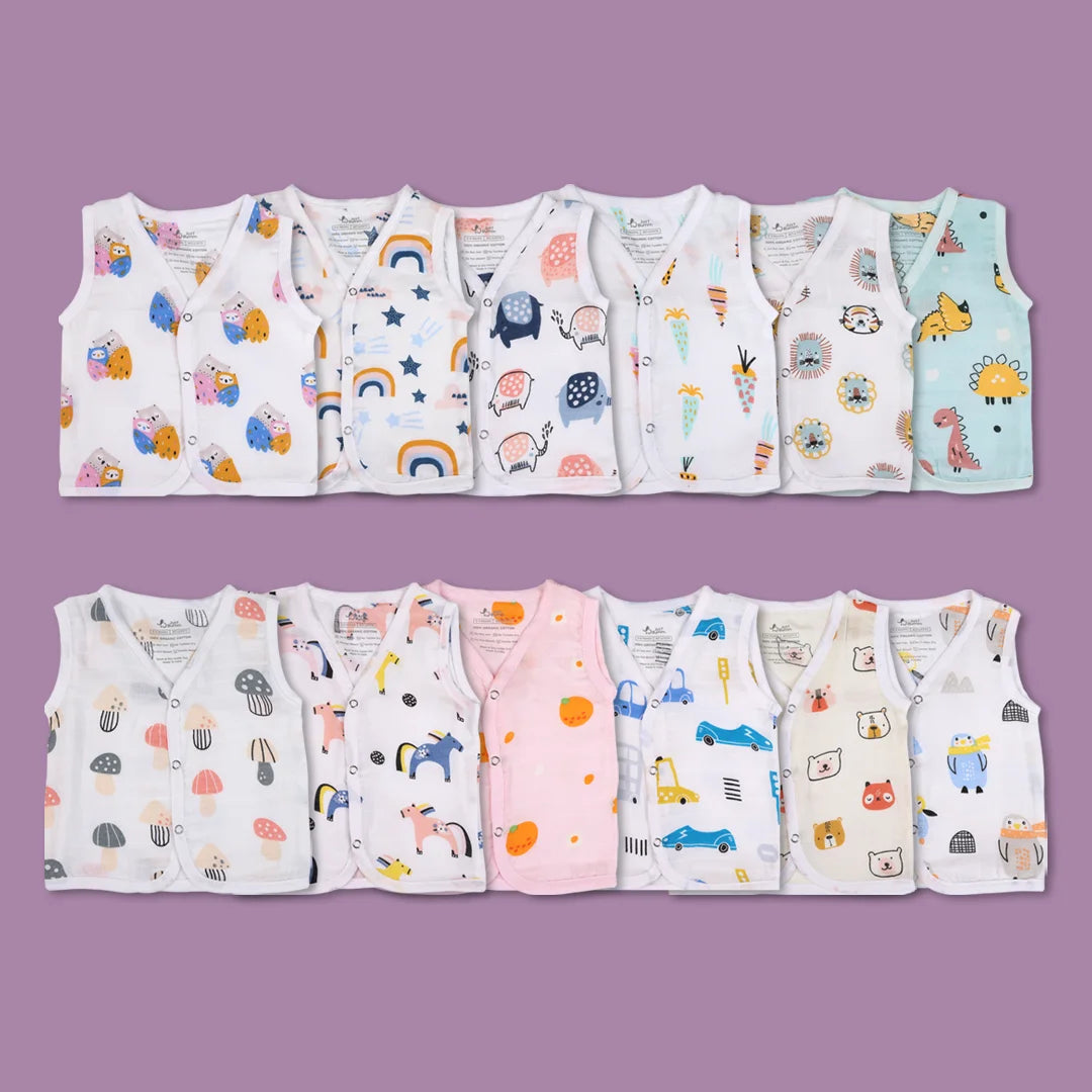 Snuggle Story Muslin Jablas - Front open sleeveless top for newborns