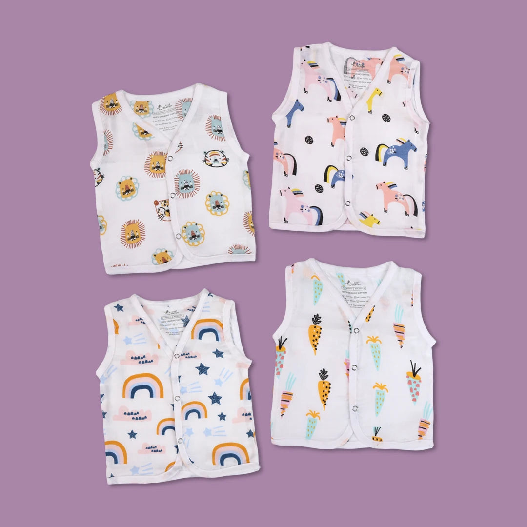 Tiny Daydream Muslin Jablas - Front open sleeveless top for newborns