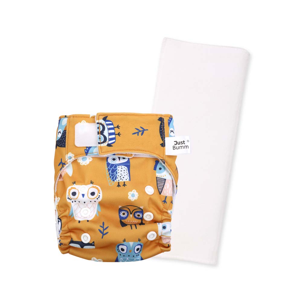 Just Bumm Newborn Cloth Diaper with pad - Owlsome