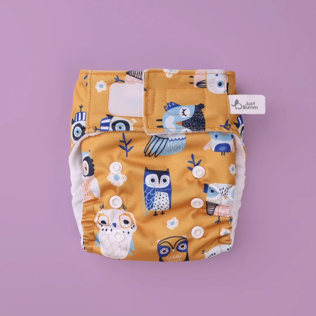 Reusable Leakproof Diaper - Owlsome Newborn Cloth Diaper - Just Bumm