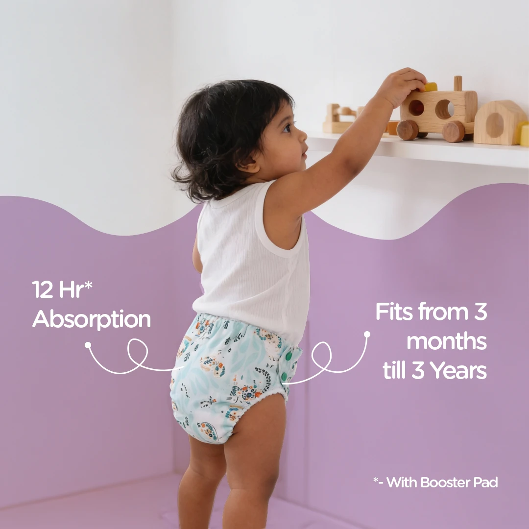 Overnight Cloth Diaper for Toddlers with 12 Hour Absorption (Fits 3M-3Y) - Just Bumm