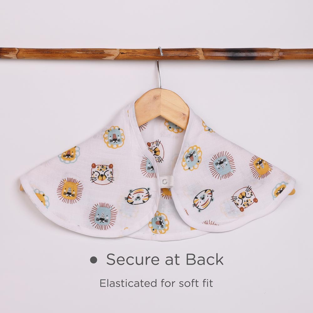 Convertible 100% Muslin Cotton Bib & Burp Cloth - Jungle Kings