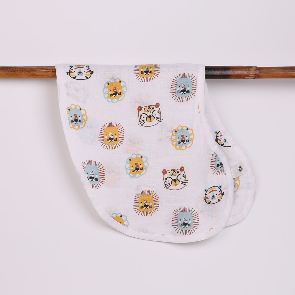 2-in-1 Muslin Burp Cloth & Bib for Babies - Jungle Kings