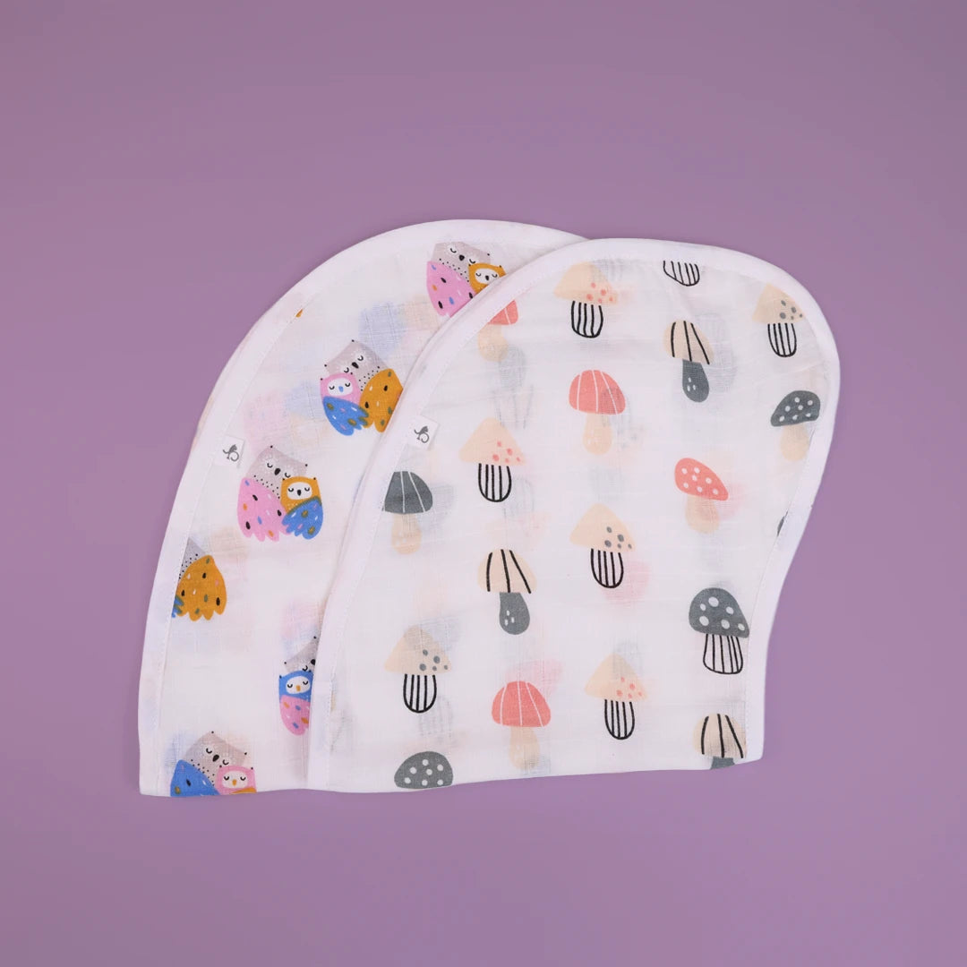 Mystic Grove Muslin Burp Cloths - 2-Layer Organic Cotton Convertible Bib - Just Bumm