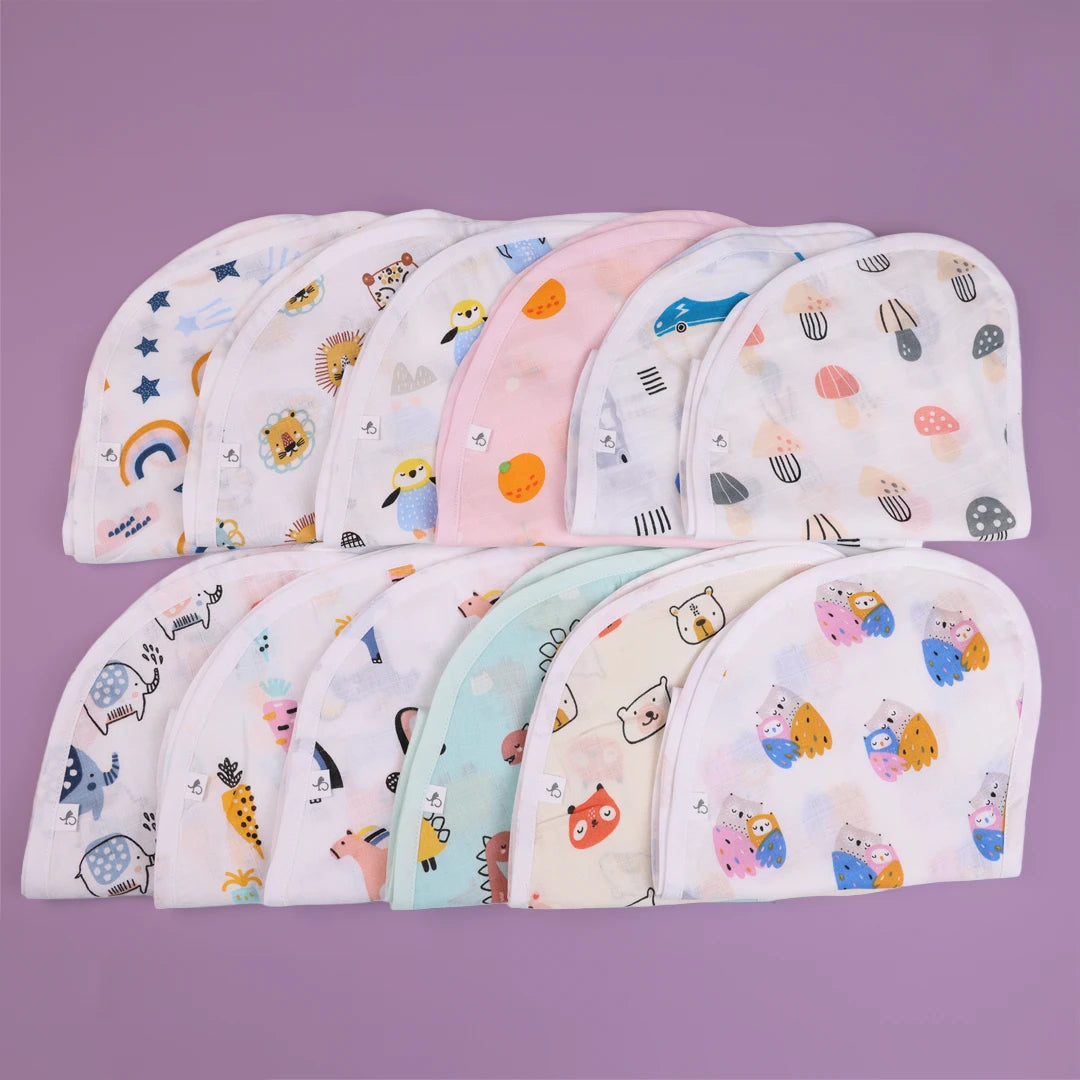 12-Pack Organic Muslin Burp Cloths - Convertible Baby Bibs for Newborns - Just Bumm