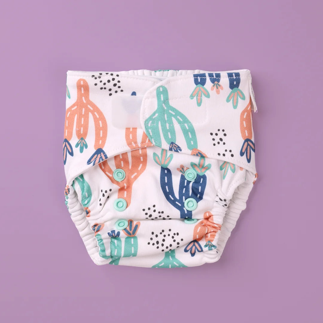 Cactus Print Fluffie Nappy with Velcro Closure - 100% Cotton Padded Nappy - Just Bumm