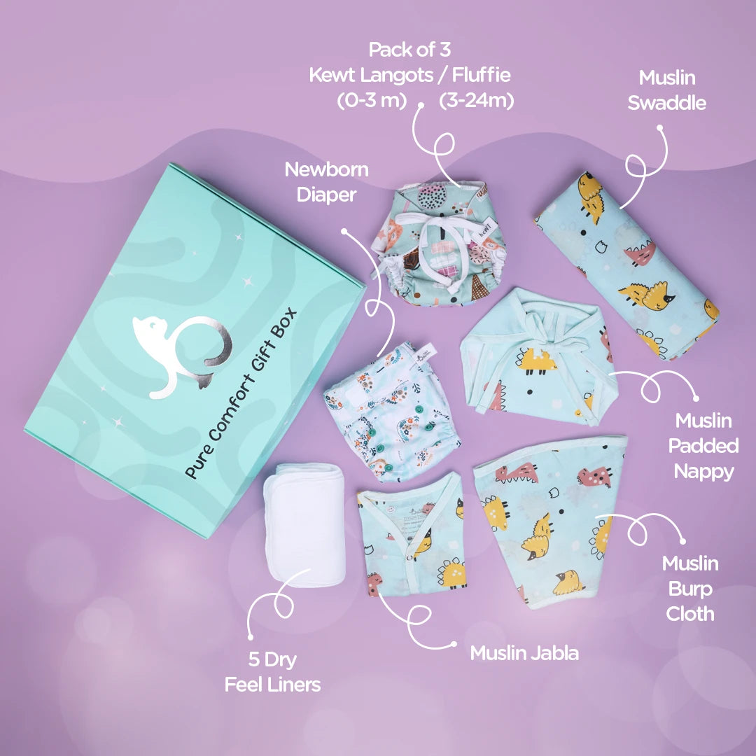 Baby Shower Gift Set for 0-6 Months - Essential Newborn Muslin and Cloth Diaper Kit - Just Bumm