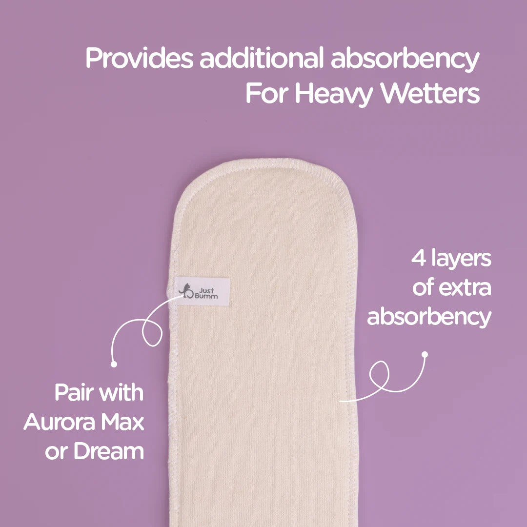 Hemp Booster Insert for Night-time Diapering - Layer with Cotton Pads for 12-Hour Protection - Just Bumm