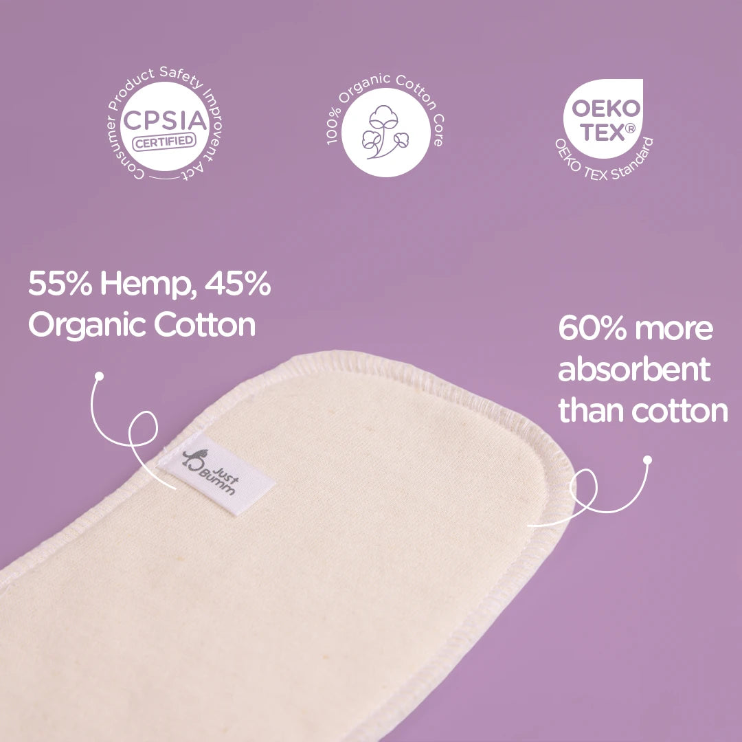 High-Performance Hemp Booster Pad - Best Solution for Toddler Diaper Leaks - Just Bumm