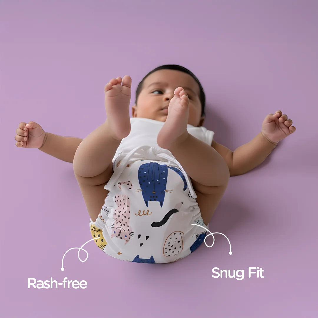 Rash-free Snug Fit Padded Langot for Newborn Babies - Best Cotton Nappy for Infants - Just Bumm