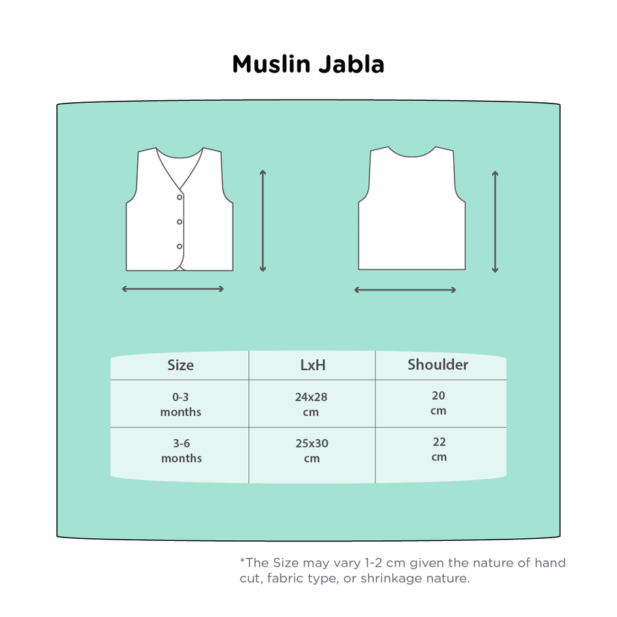 Organic Muslin Jhablas - Just Bumm Size Chart