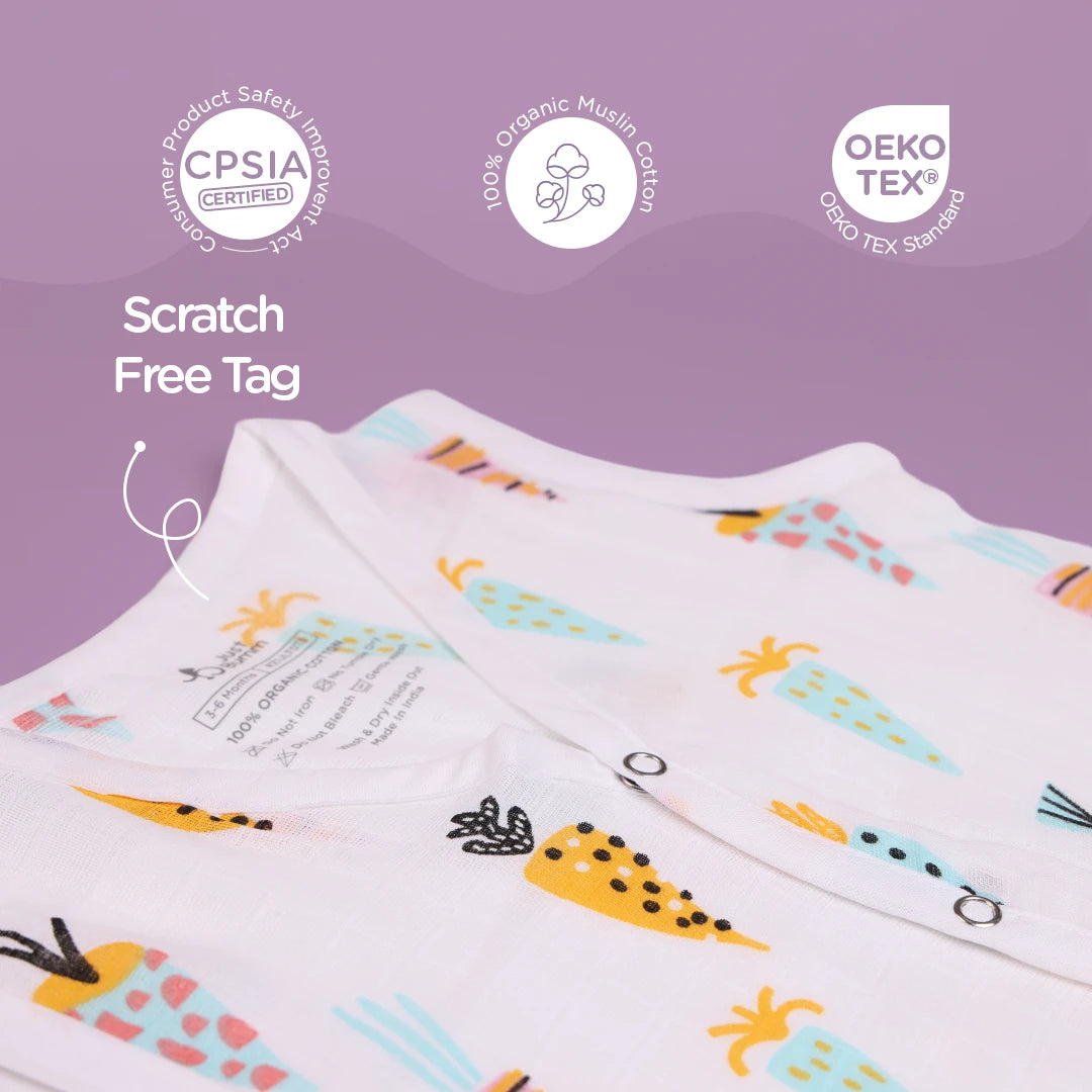 OEKO Tex certified Muslin Jablas - Front open sleeveless top for newborns