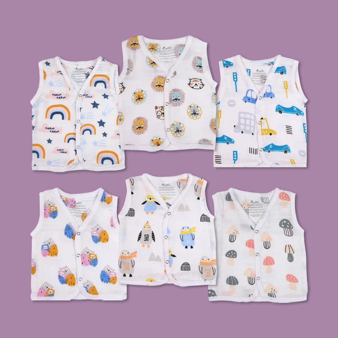 Little Dreamers Muslin Jablas - Front open sleeveless top for newborns