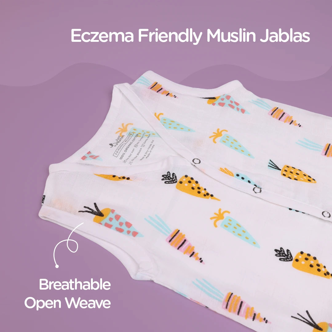 Breathable Muslin Jhablas - Front open sleeveless top for newborns