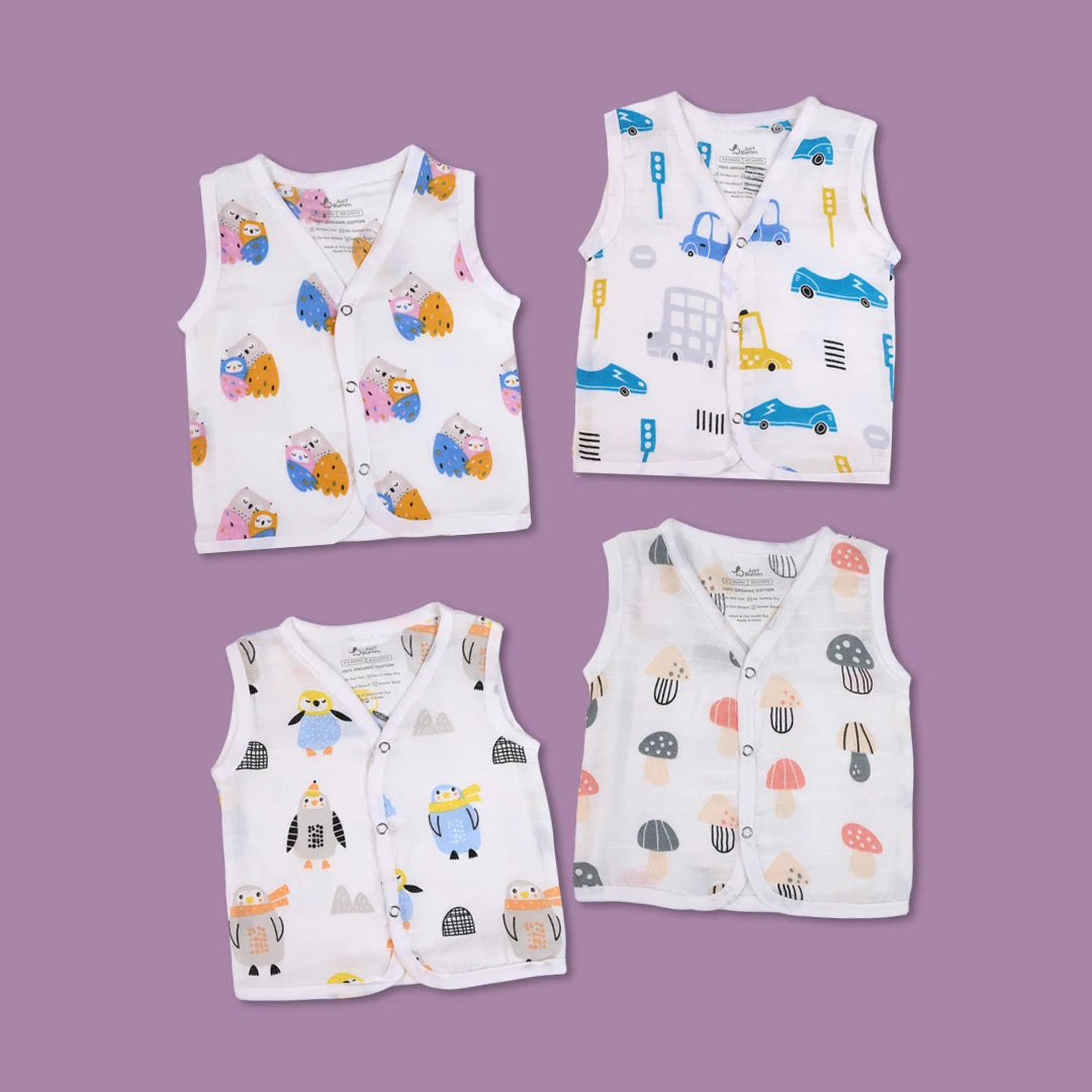 Playful Parade Muslin Jablas - Front open sleeveless top for newborns