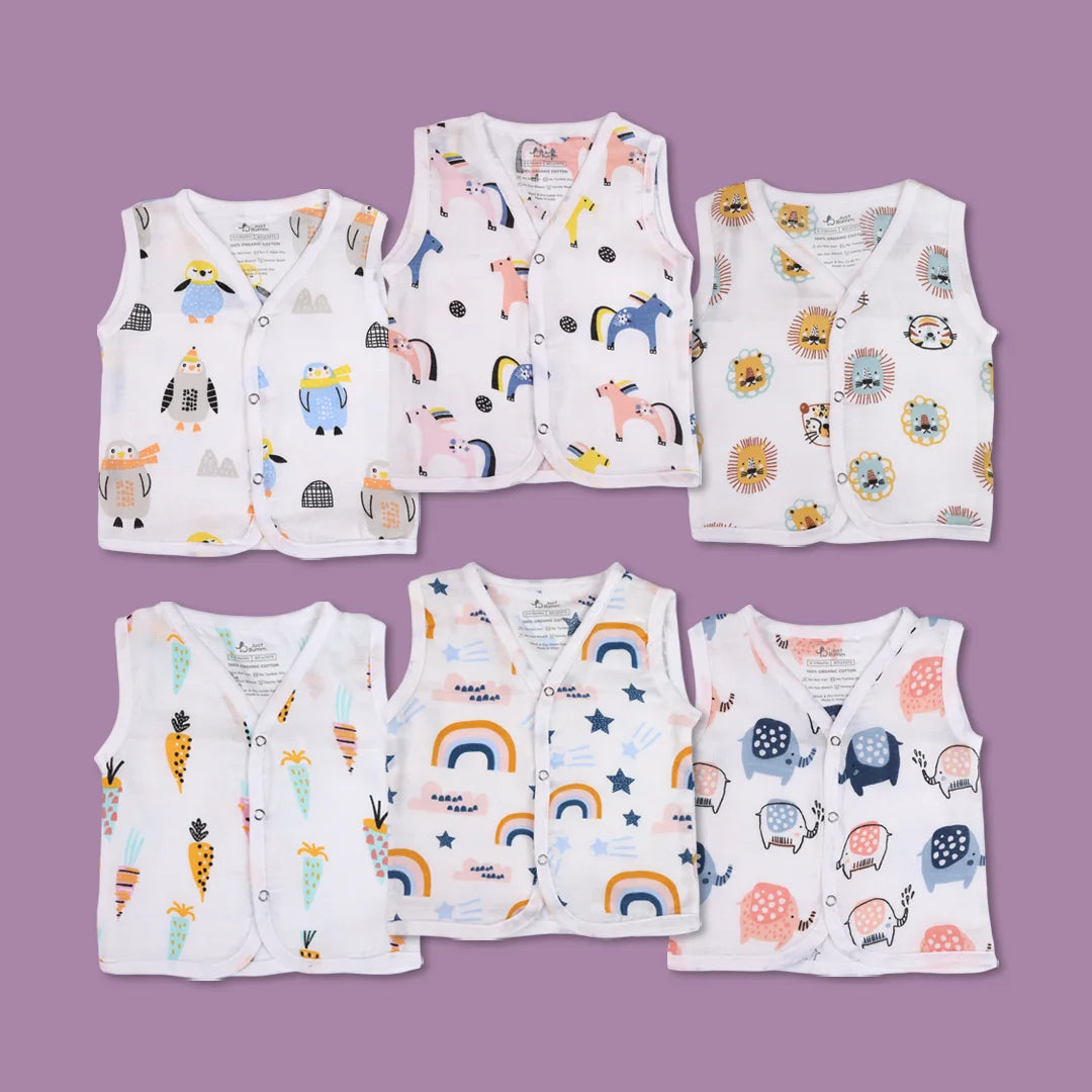 Sweet Slumber Muslin Jablas - Front open sleeveless top for newborns