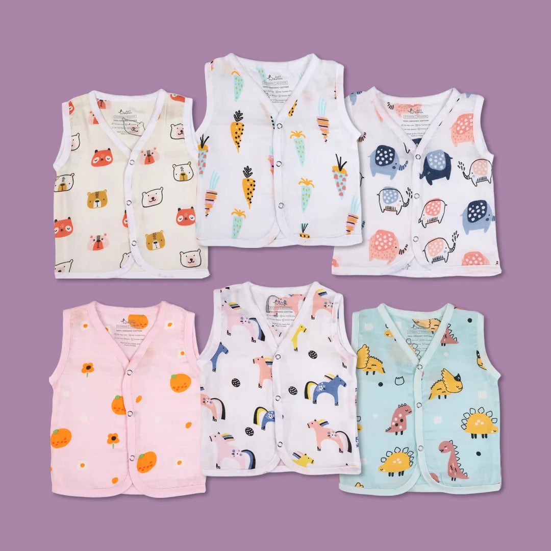Whimsy Wraps Muslin Jablas - Front open sleeveless top for newborns