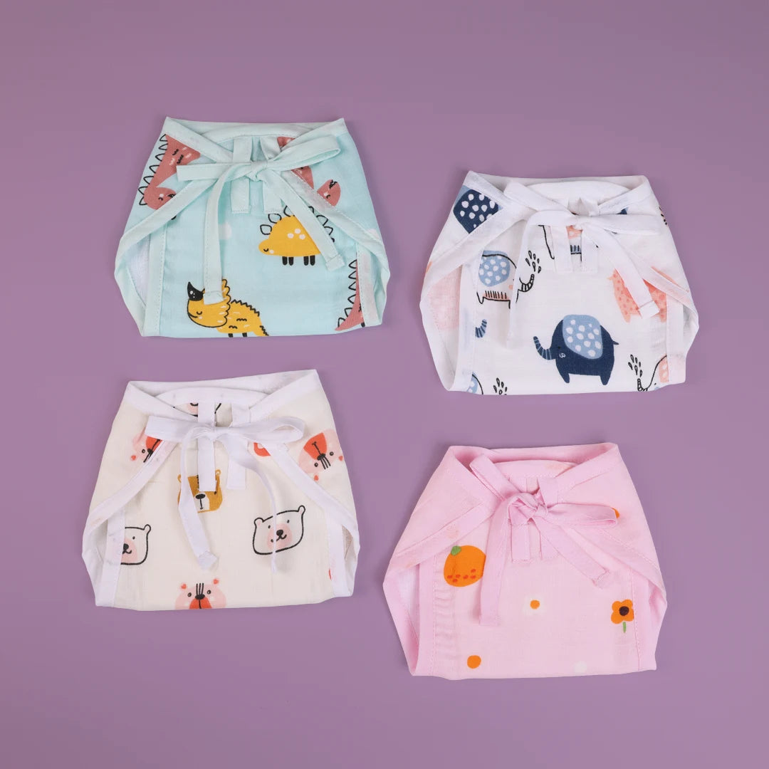 Muslin Langots - Little Medley Muslin Padded Nappies for Newborn Babies