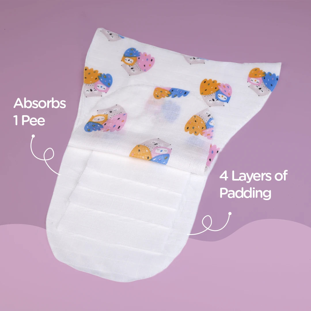 Organic Muslin Langots with padding for diaper-free time