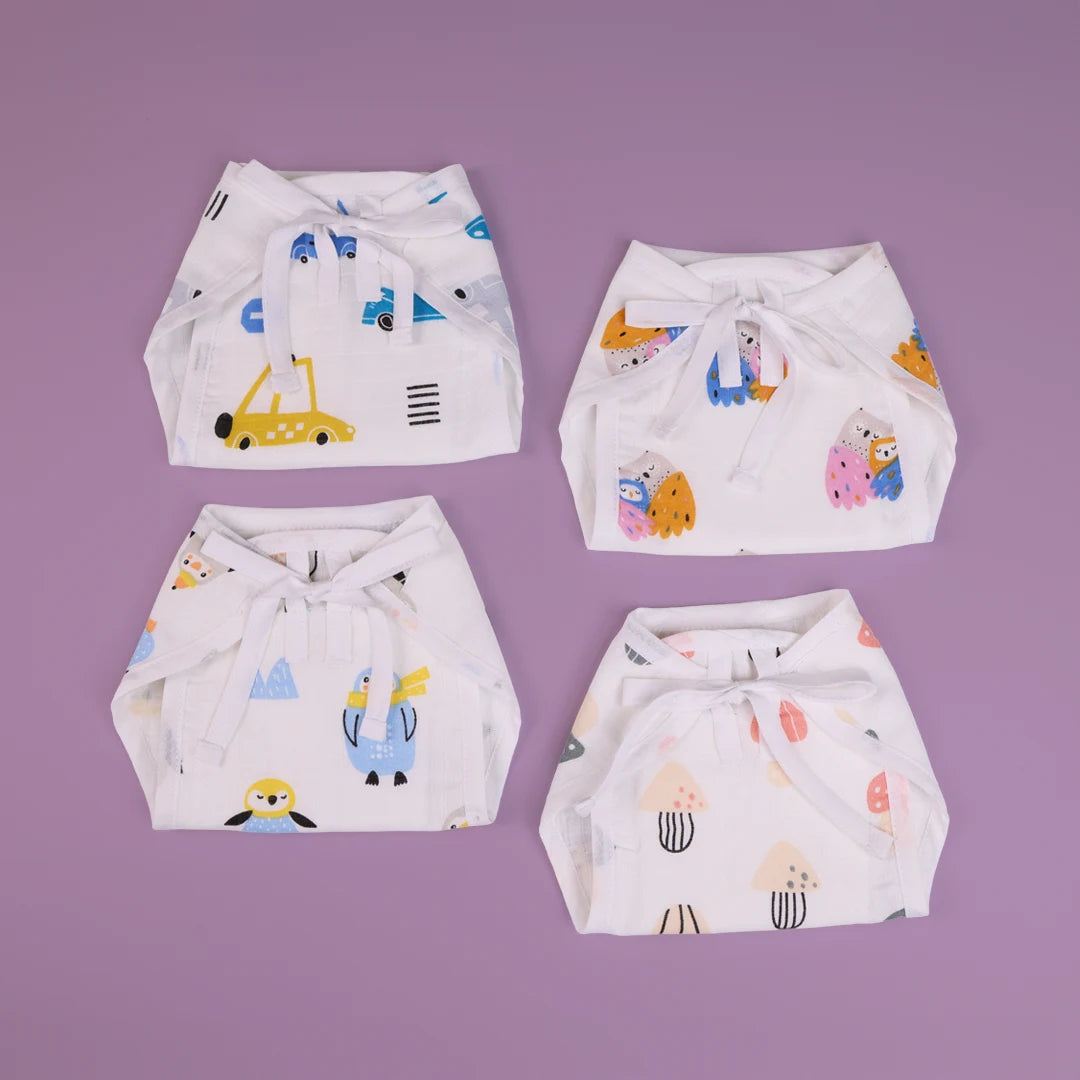 Muslin Langots - Playful Parade Muslin Padded Nappies for Newborn Babies
