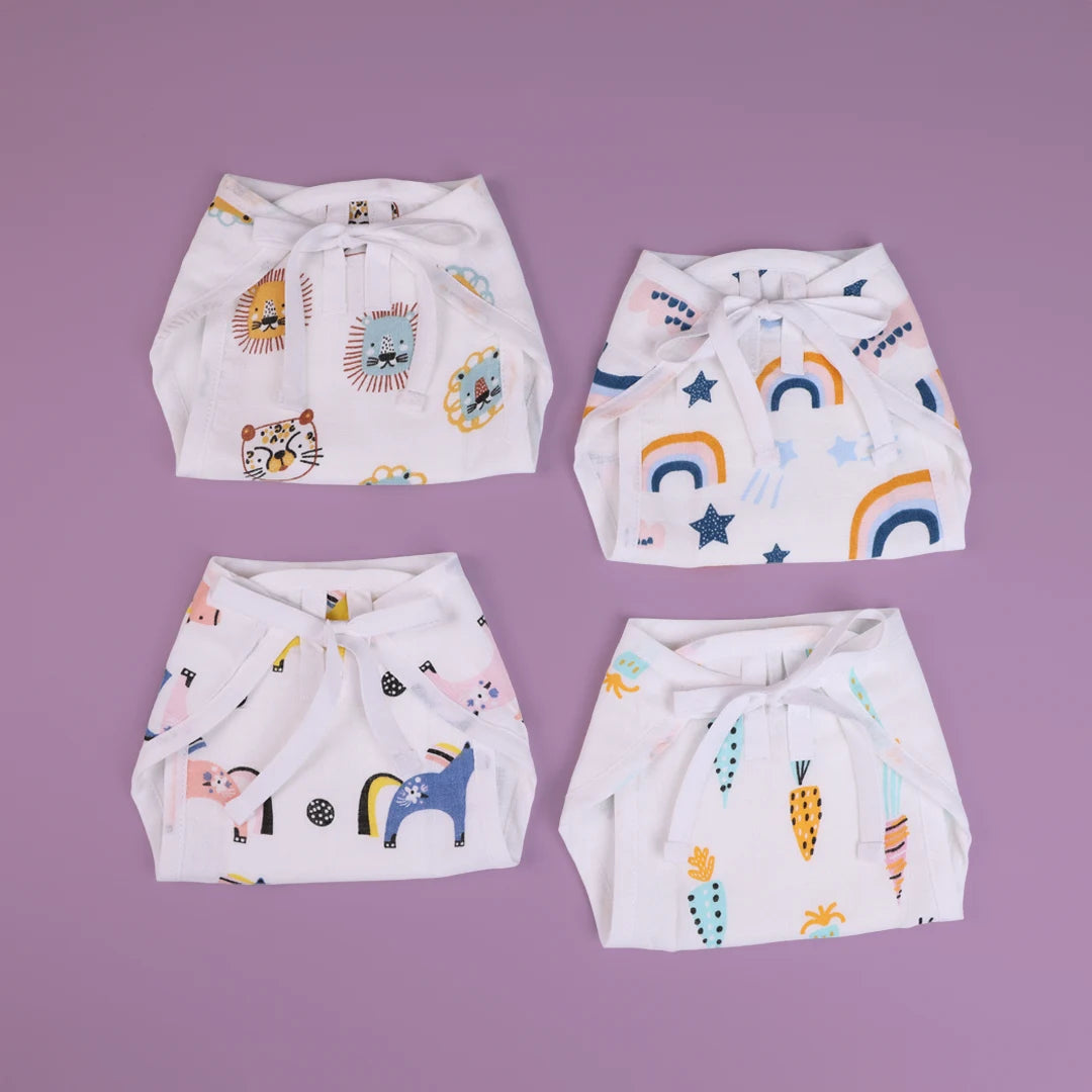 Muslin Langots - Tiny Daydream Muslin Padded Nappies for Newborn Babies
