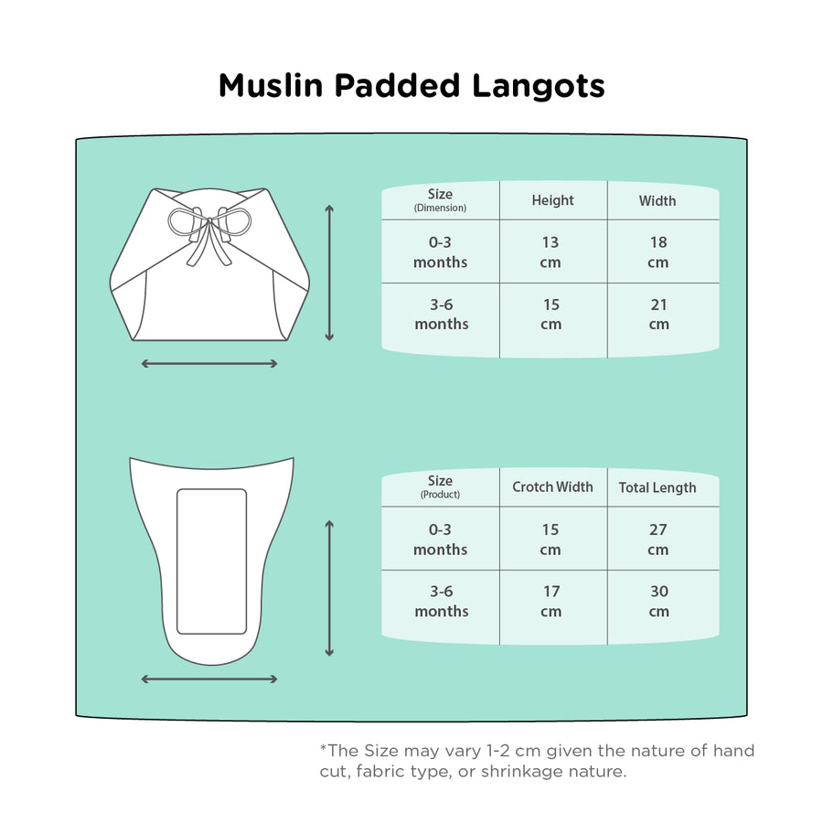 Muslin Padded Langots - Size Chart