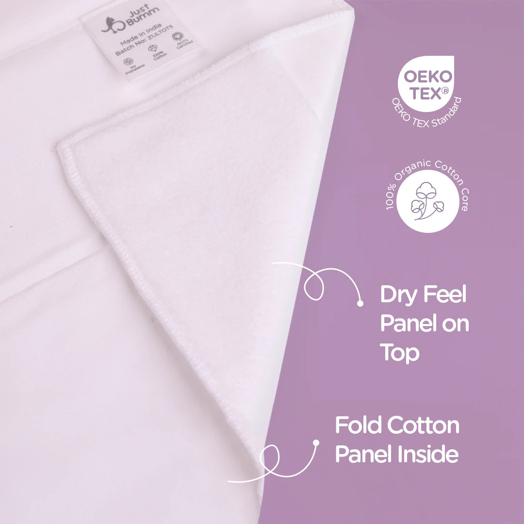 Quick-Drying Newborn Diaper Prefold Pad - Soft and Breathable Cotton Insert - Just Bumm India