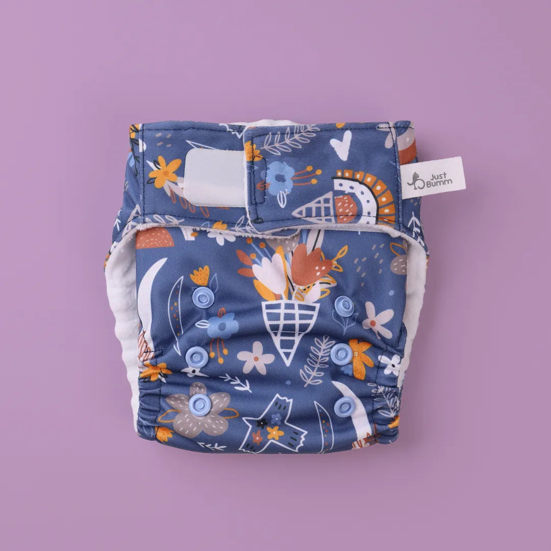 Reusable Leakproof Diaper - Let's Get Boho Newborn Cloth Diaper - Just Bumm