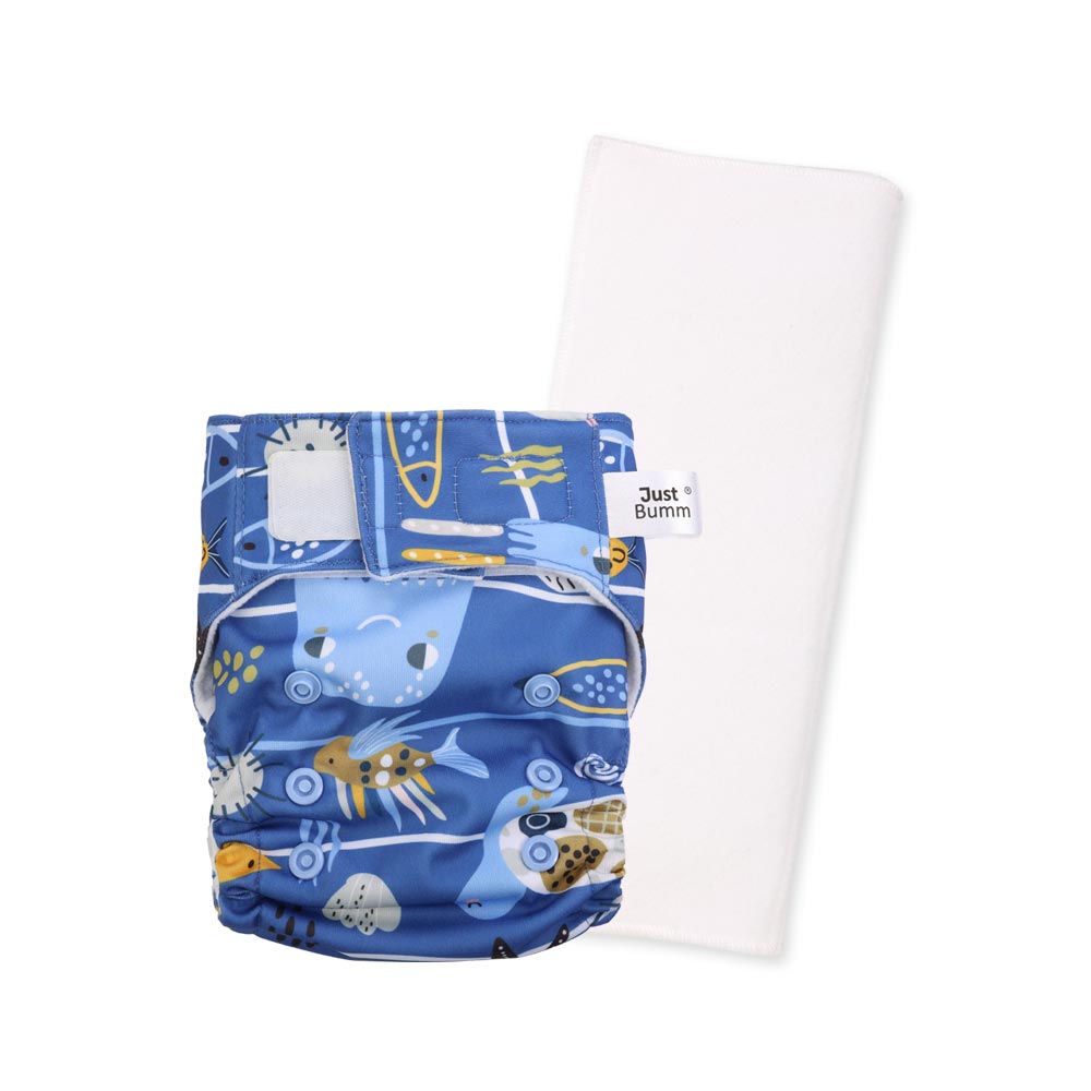 Just Bumm Newborn Cloth Diaper with pad - Ocean Retreat