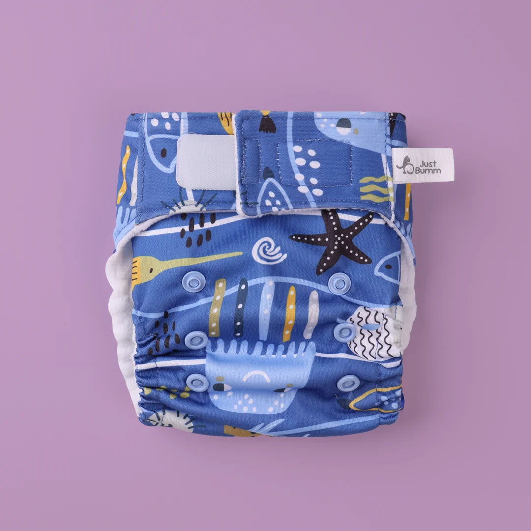 Reusable Leakproof Diaper - Ocean Retreat Newborn Cloth Diaper - Just Bumm
