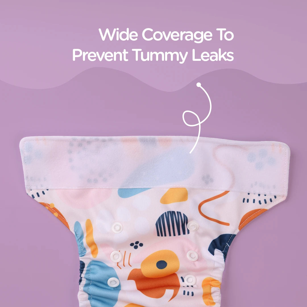 Wide Coverage Newborn Cloth Diaper to Prevent Tummy Leaks and Messes - Just Bumm