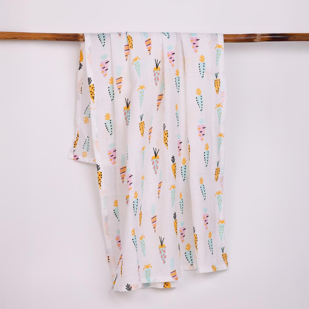 Organic Cotton Muslin Swaddle for Newborn Babies - Cheerful Crunch