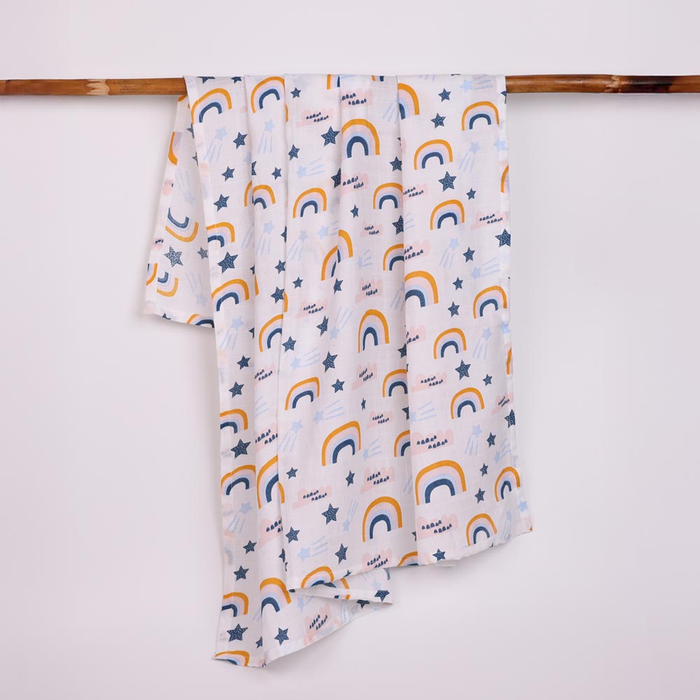 Organic Cotton Muslin Swaddle for Newborn Babies - Sparkle Sky