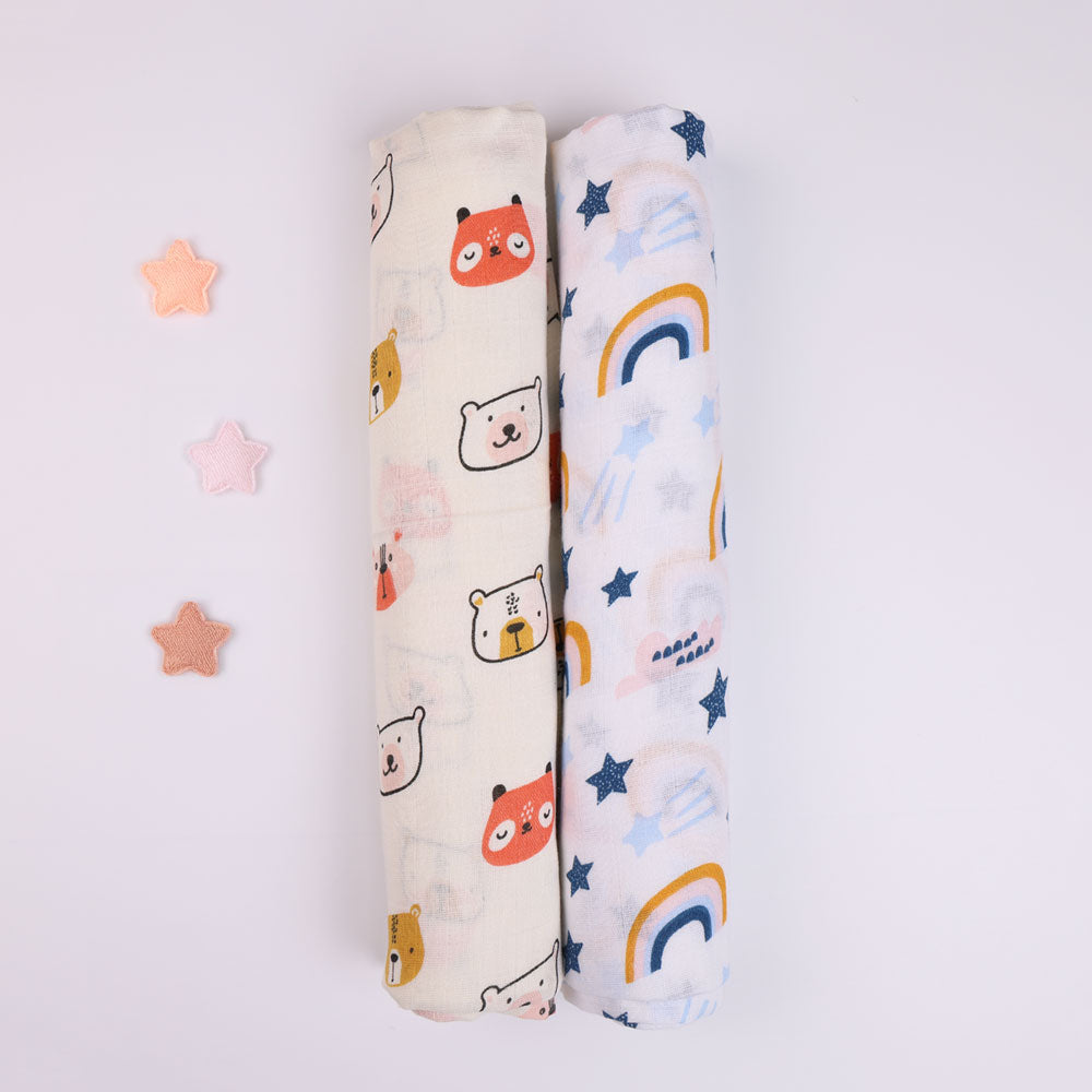 Organic Cotton Muslin Swaddle for Newborn Babies - Sunny Spirit